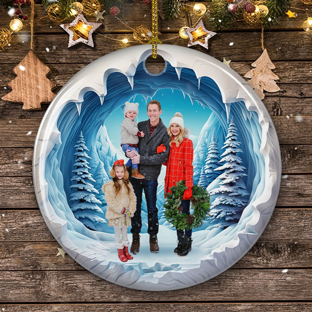 Family 3D Photo - Personalized Custom Ceramic Ornament