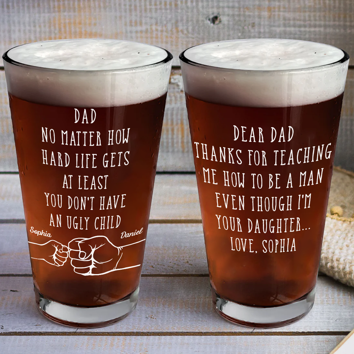 Thanks For Teaching Me How To Be A Man - Personalized Custom Beer Glass