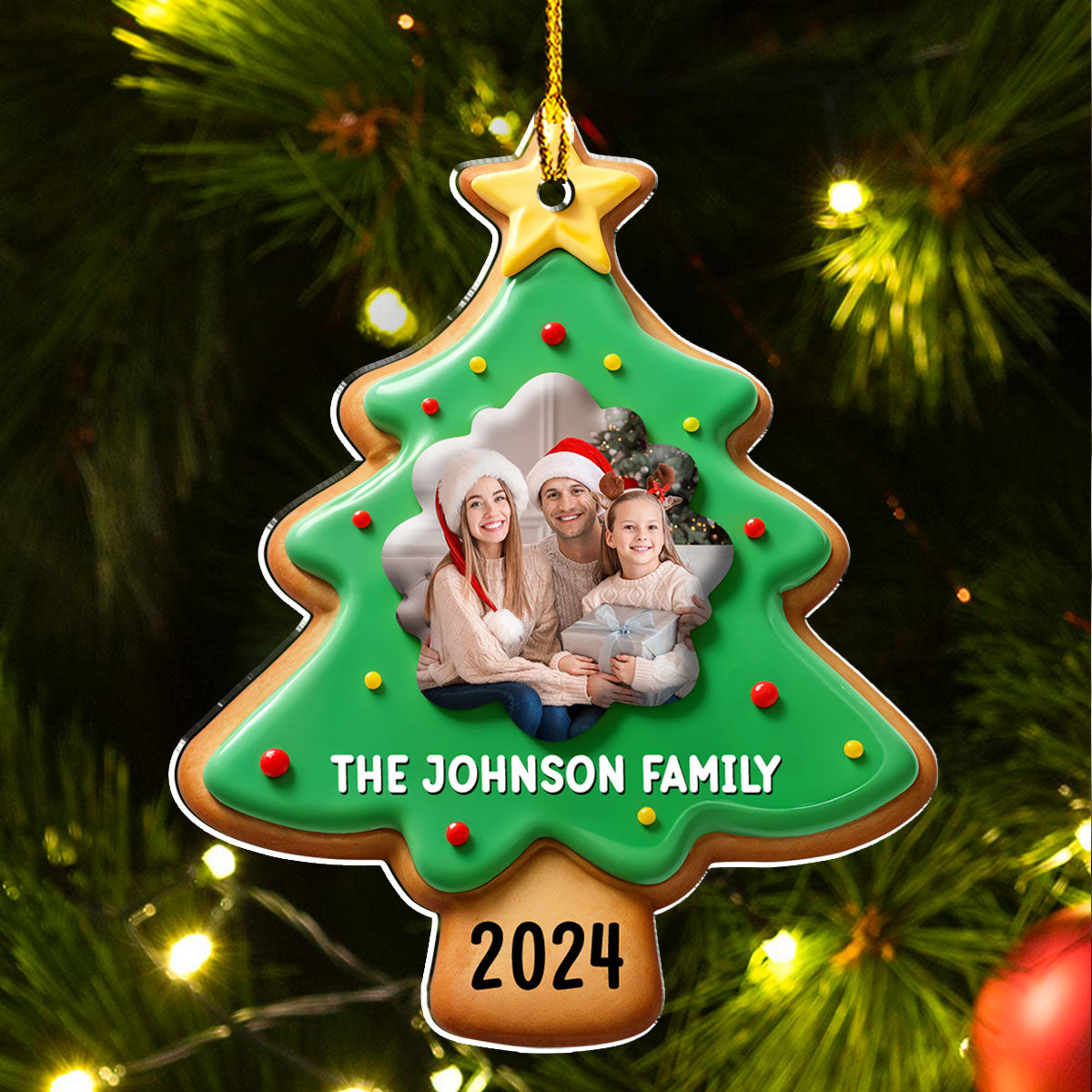 Family Gingerbread Photo - Personalized Custom Acrylic Ornament