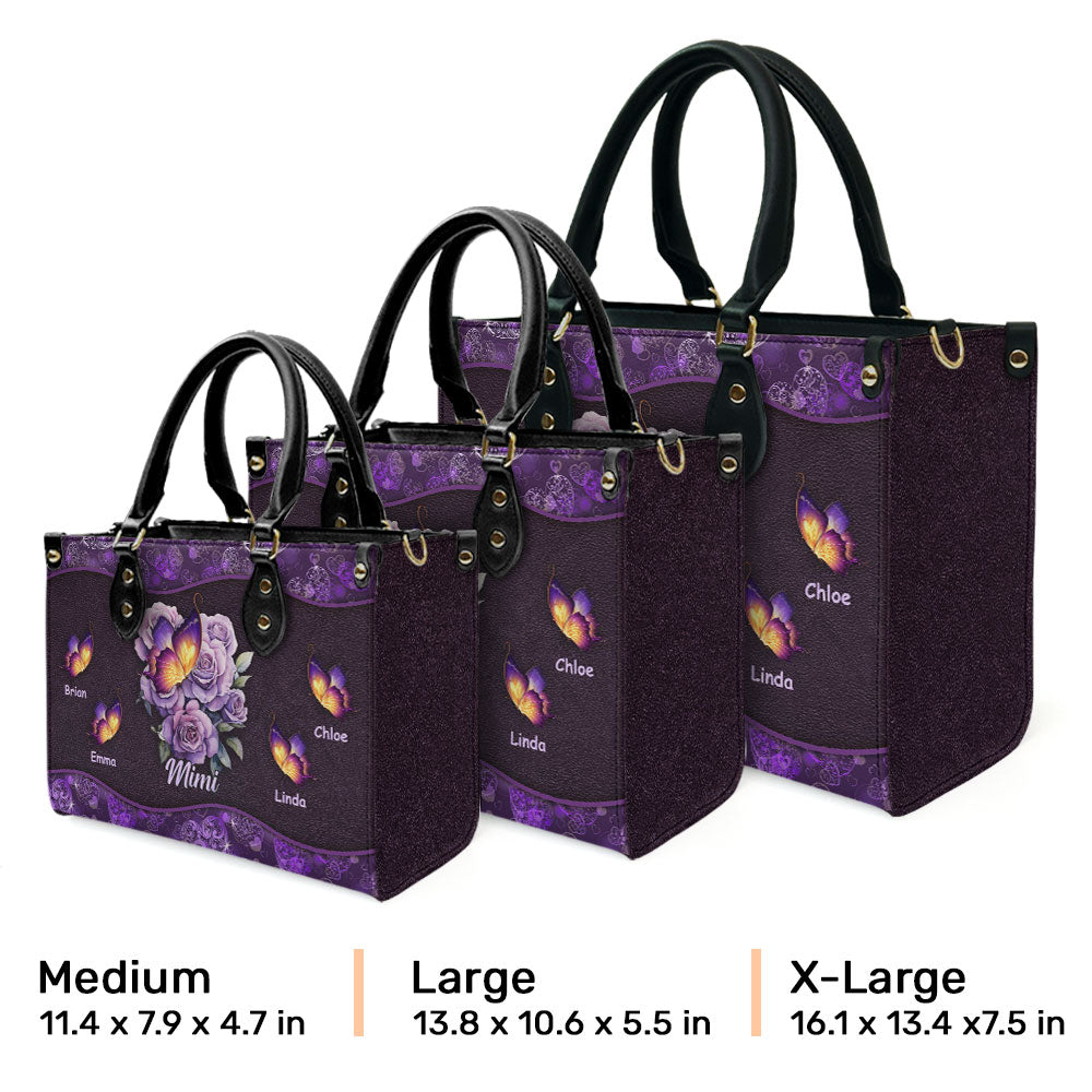 Grandma Butterfly - Personalized Custom Leather Bag