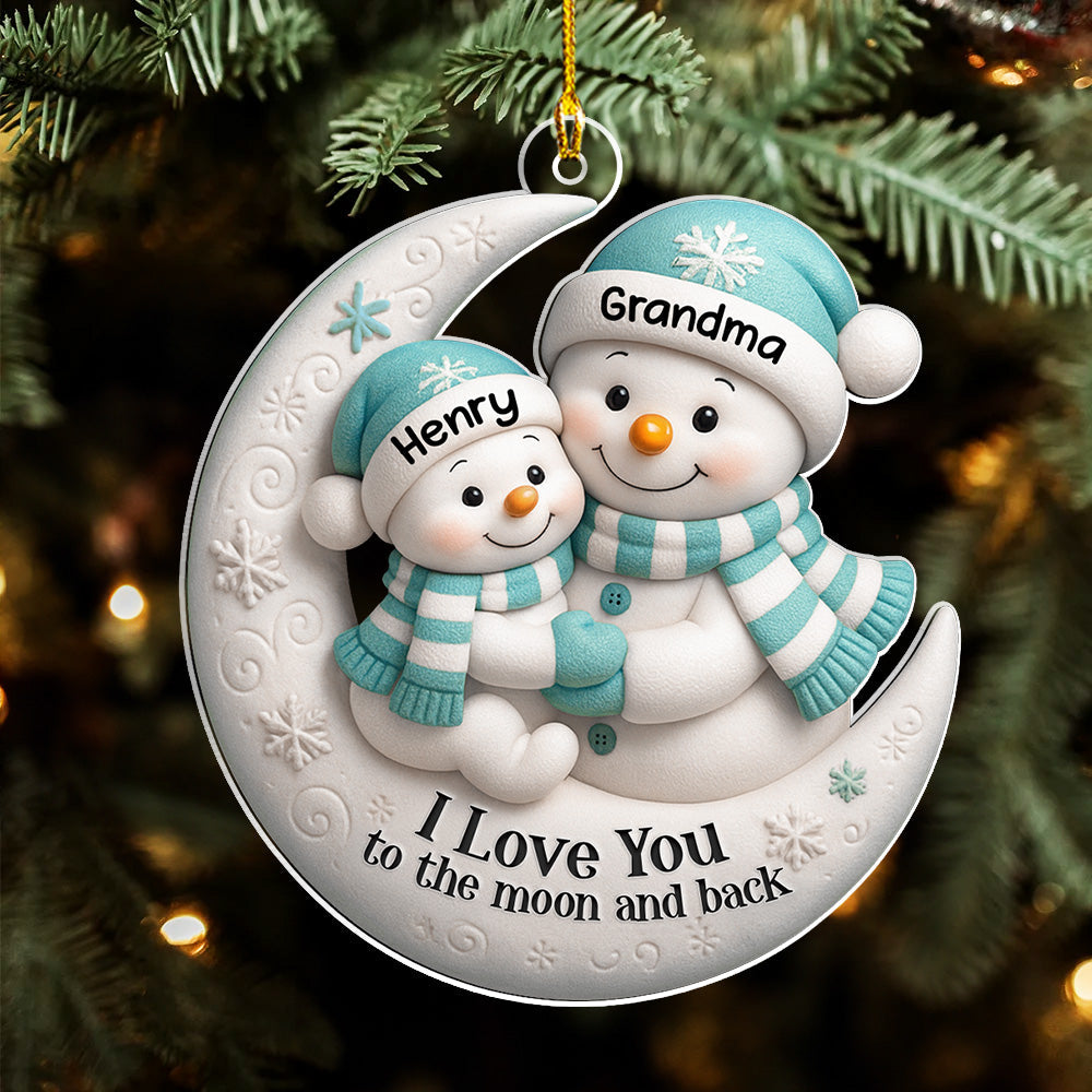 Grandma Hug On The Moon - Personalized Custom Acrylic Ornament