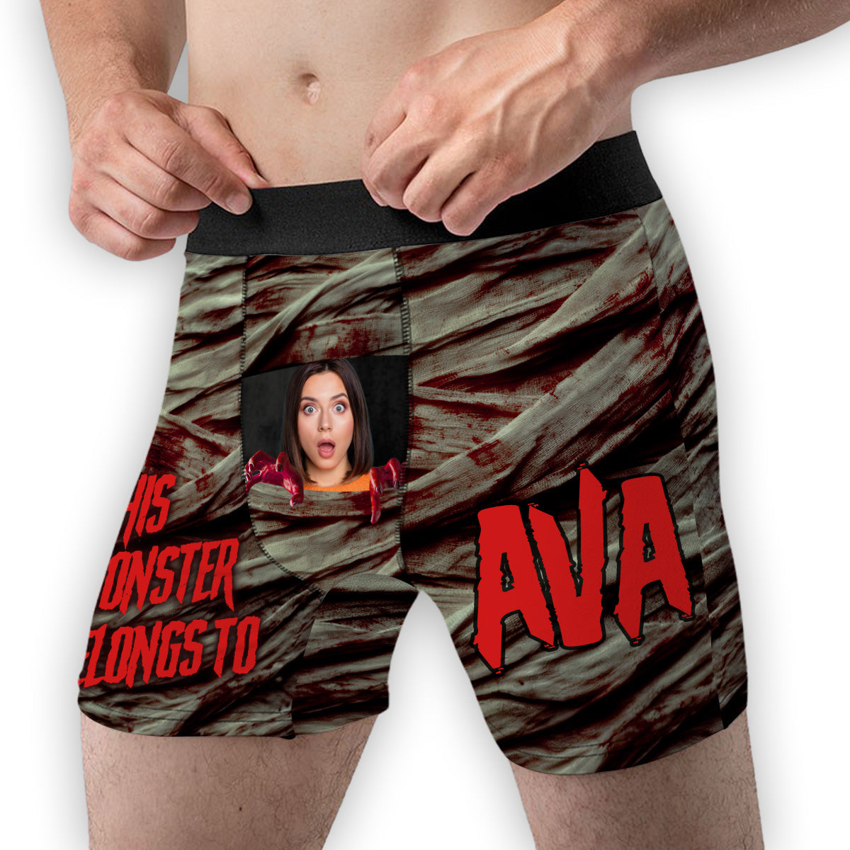 This Monster Belong To - Personalized Photo Men's Boxer Briefs