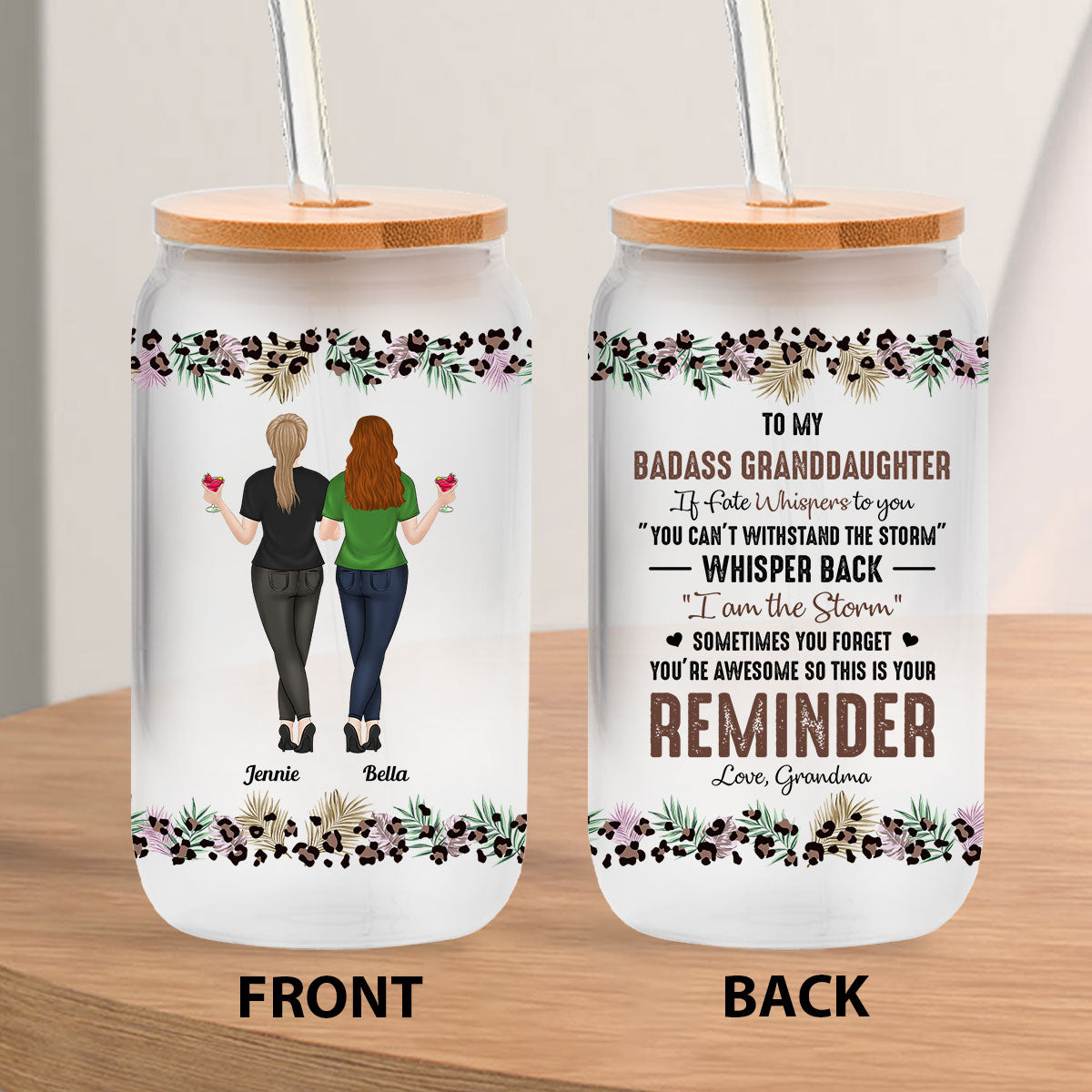 Badass Granddaughter - Personalized Custom Glass Can