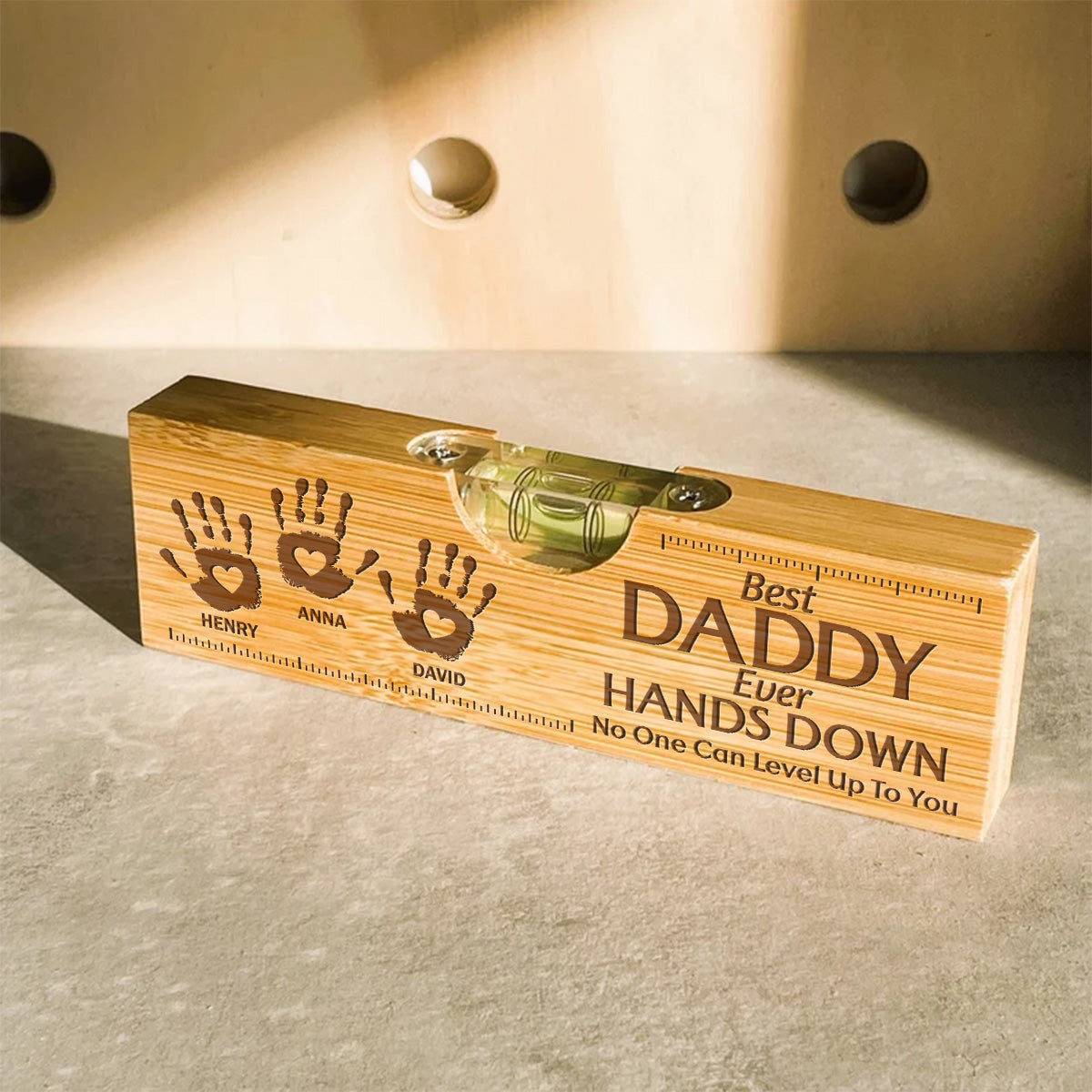 Hands Down We Love You Dad Grandpa - Personalized Custom Engraved Wooden Spirit Level Bottle Opener