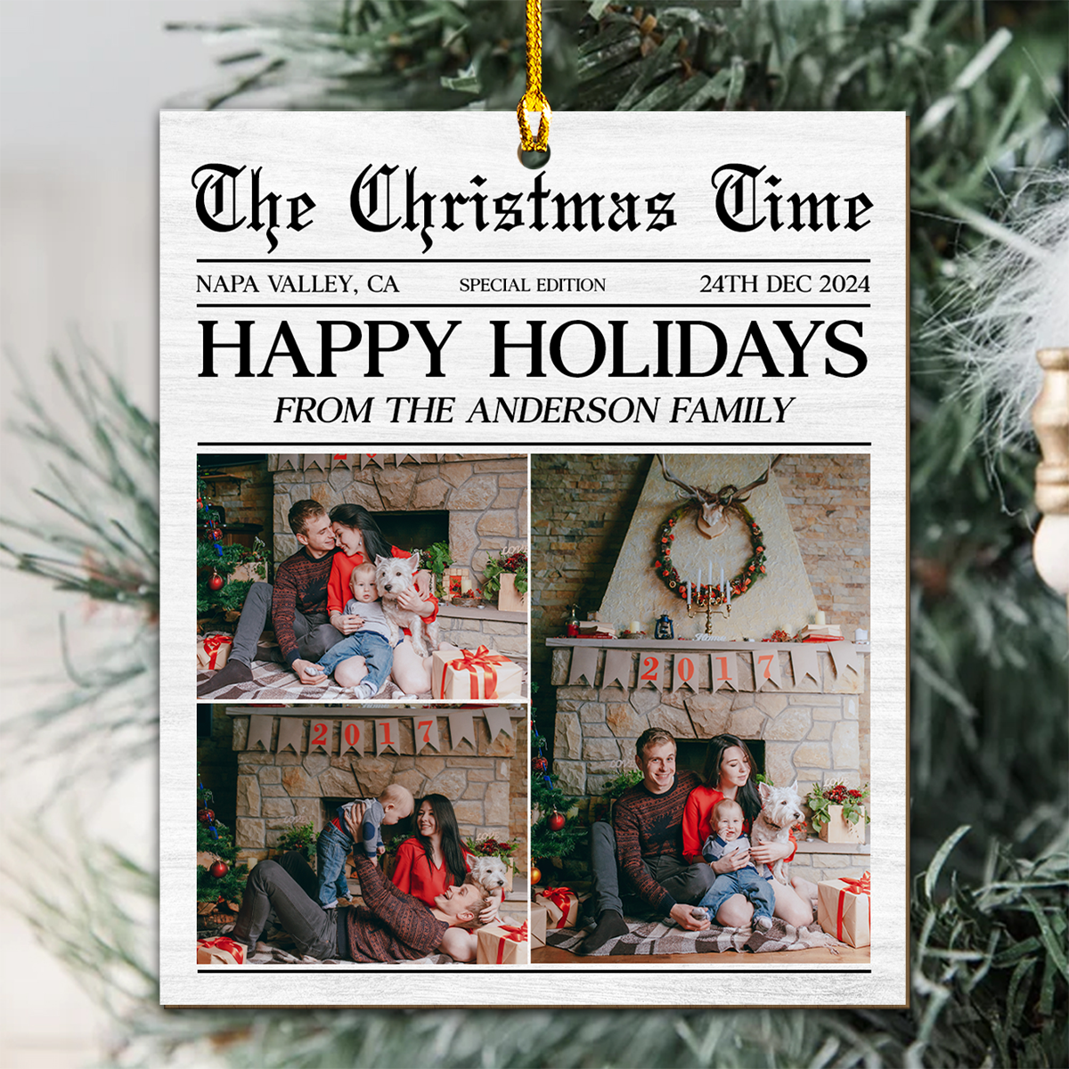 The Holidays - Personalized Custom Wood Ornament