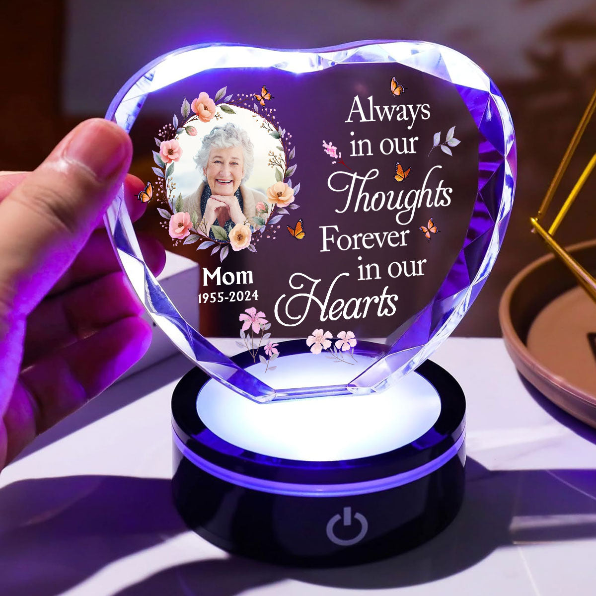 Forever In My Heart - Personalized Custom Crystal Led Light