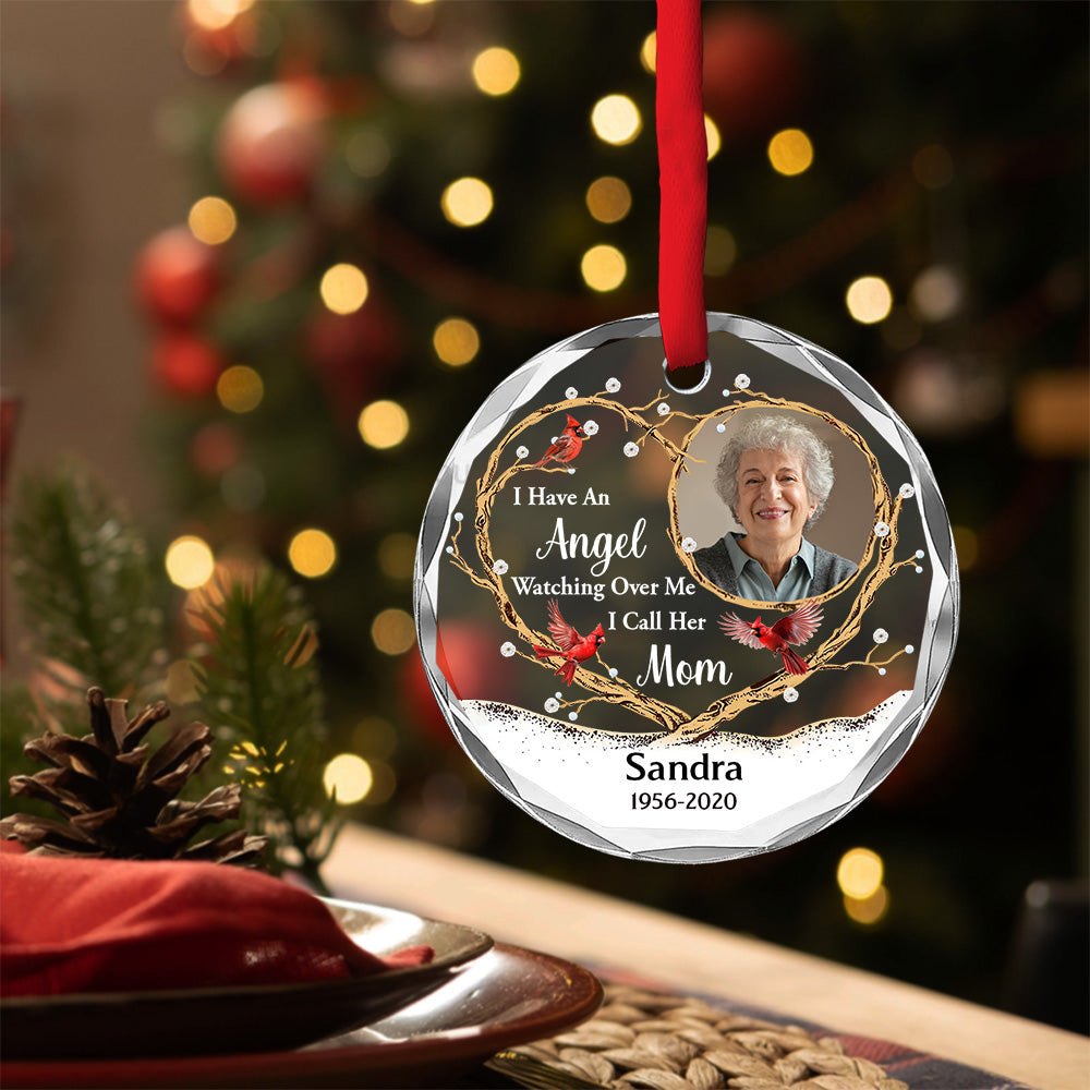 An Angel Watching Over Me - Personalized Custom Glass Ornament
