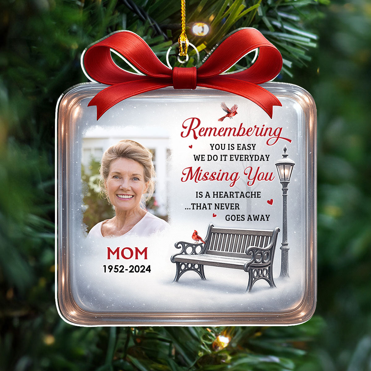Cardinals Winter Memorial - Personalized Custom Acrylic Ornament