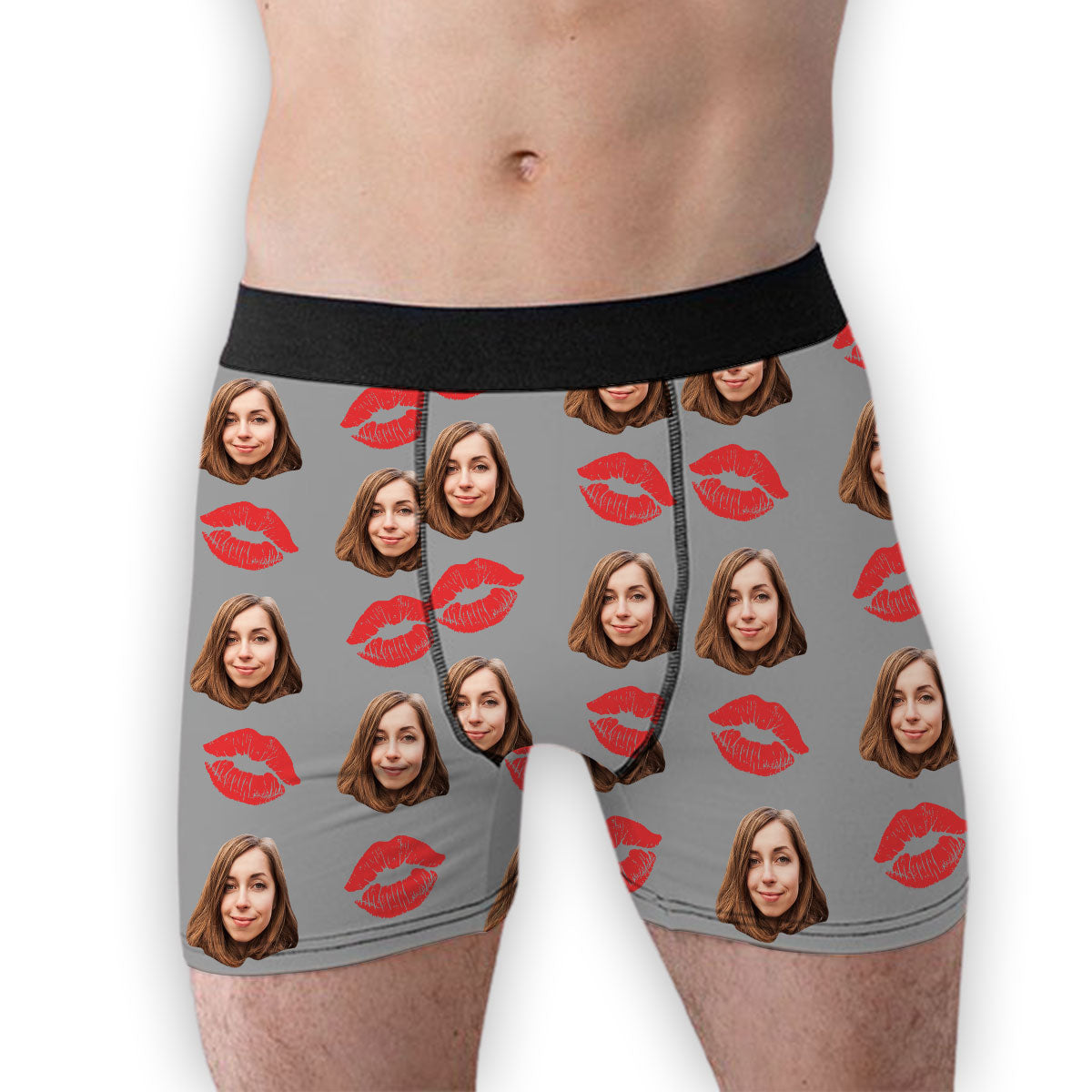 The Red Lip Of - Personalized Photo Men's Boxer Briefs