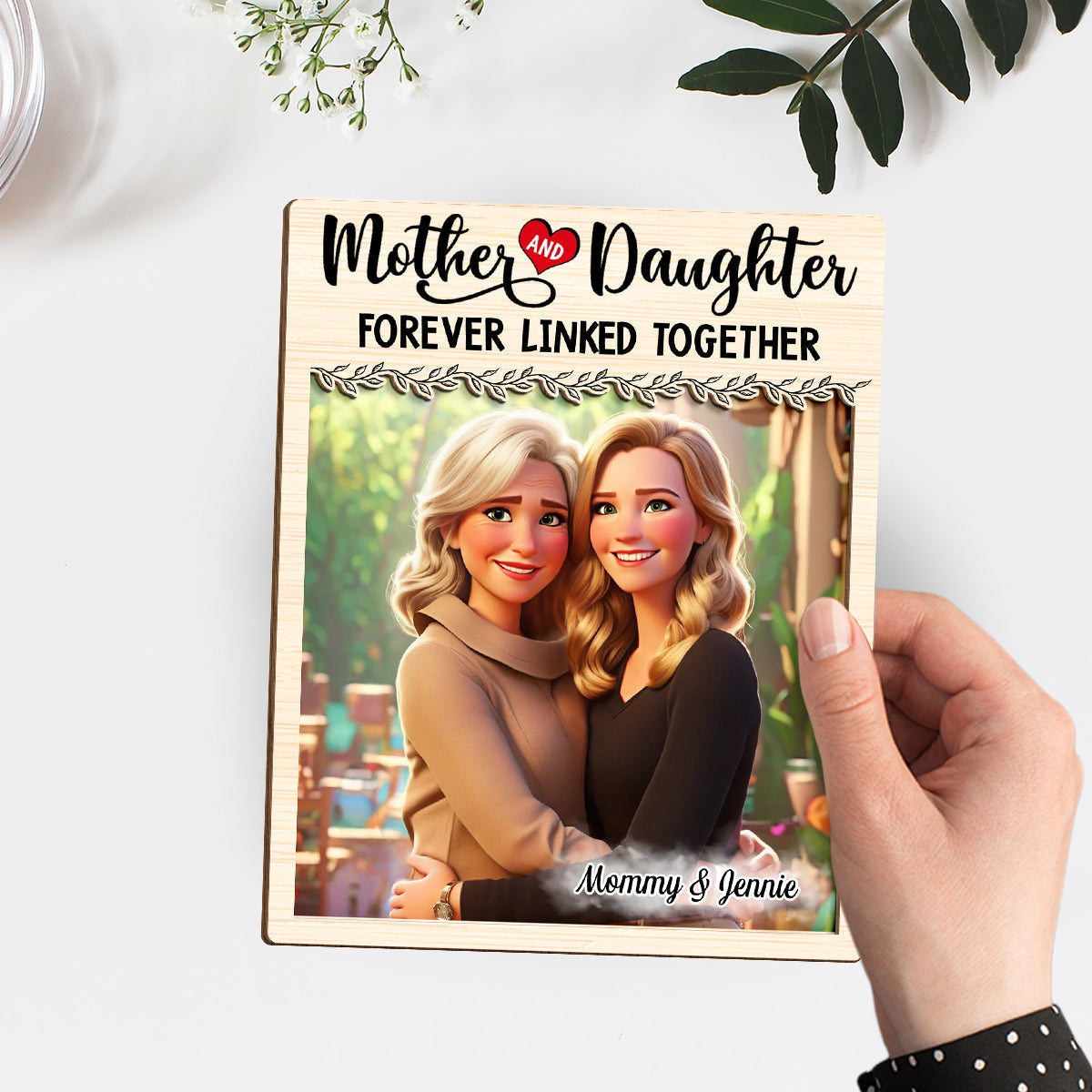 Mom And Daughter Together - Personalized Custom Wooden Plaque