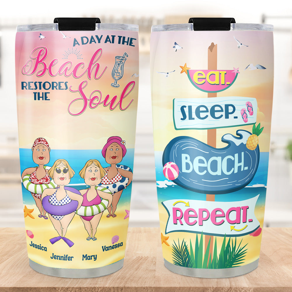 A Day At The Beach - Personalized Custom Tumbler