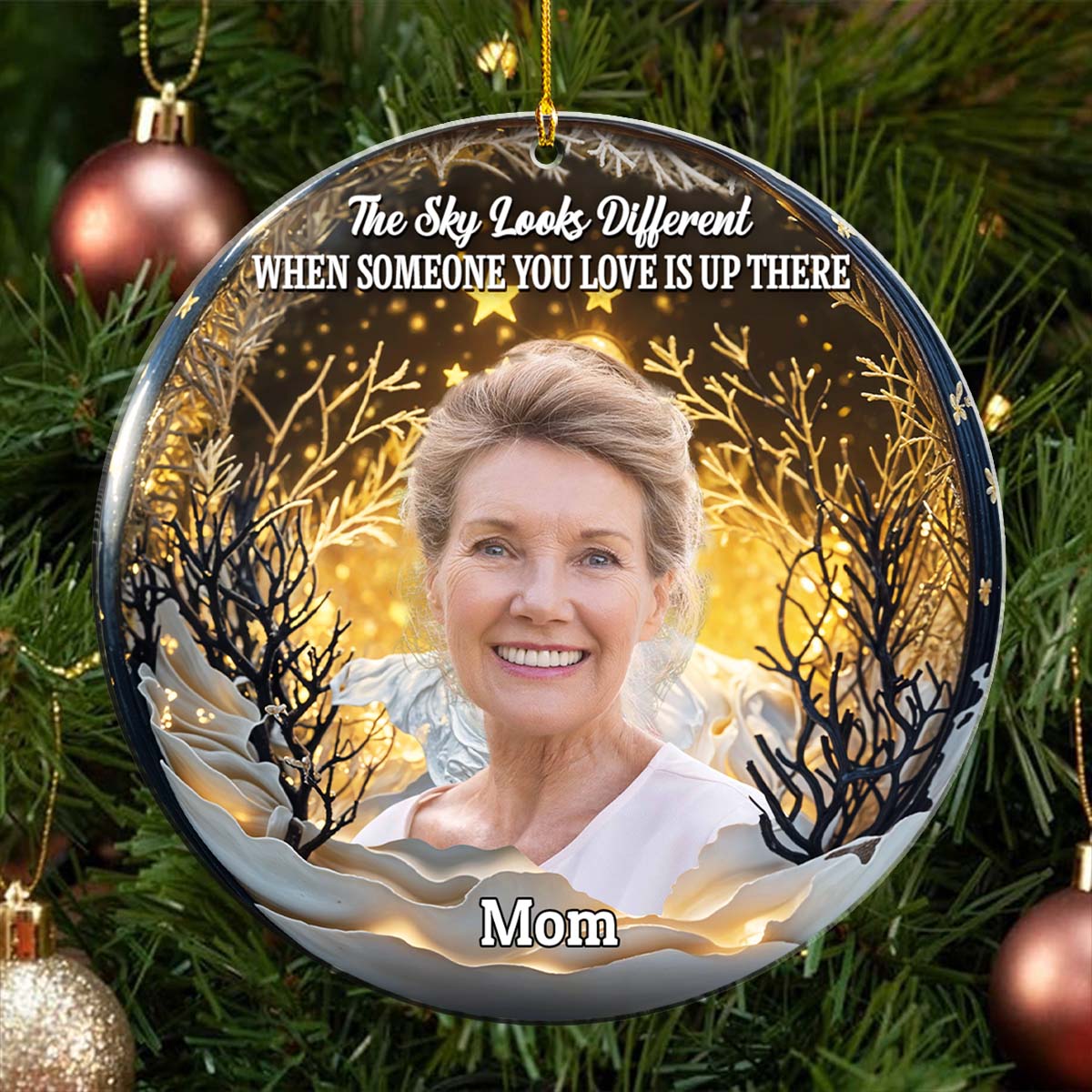 Custom Photo The Sky Looks Different - Personalized Custom Acrylic Ornament