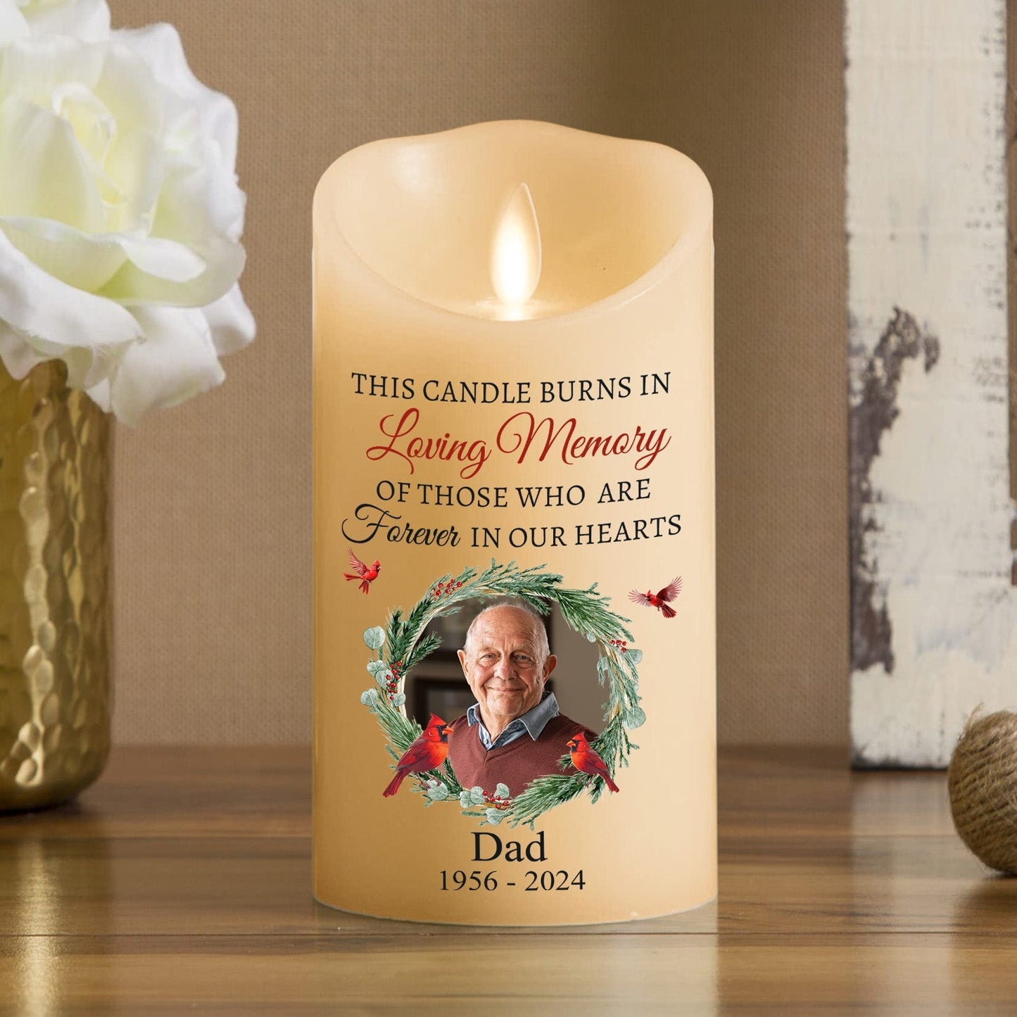 Burns In Loving Memory - Personalized Custom LED Candle