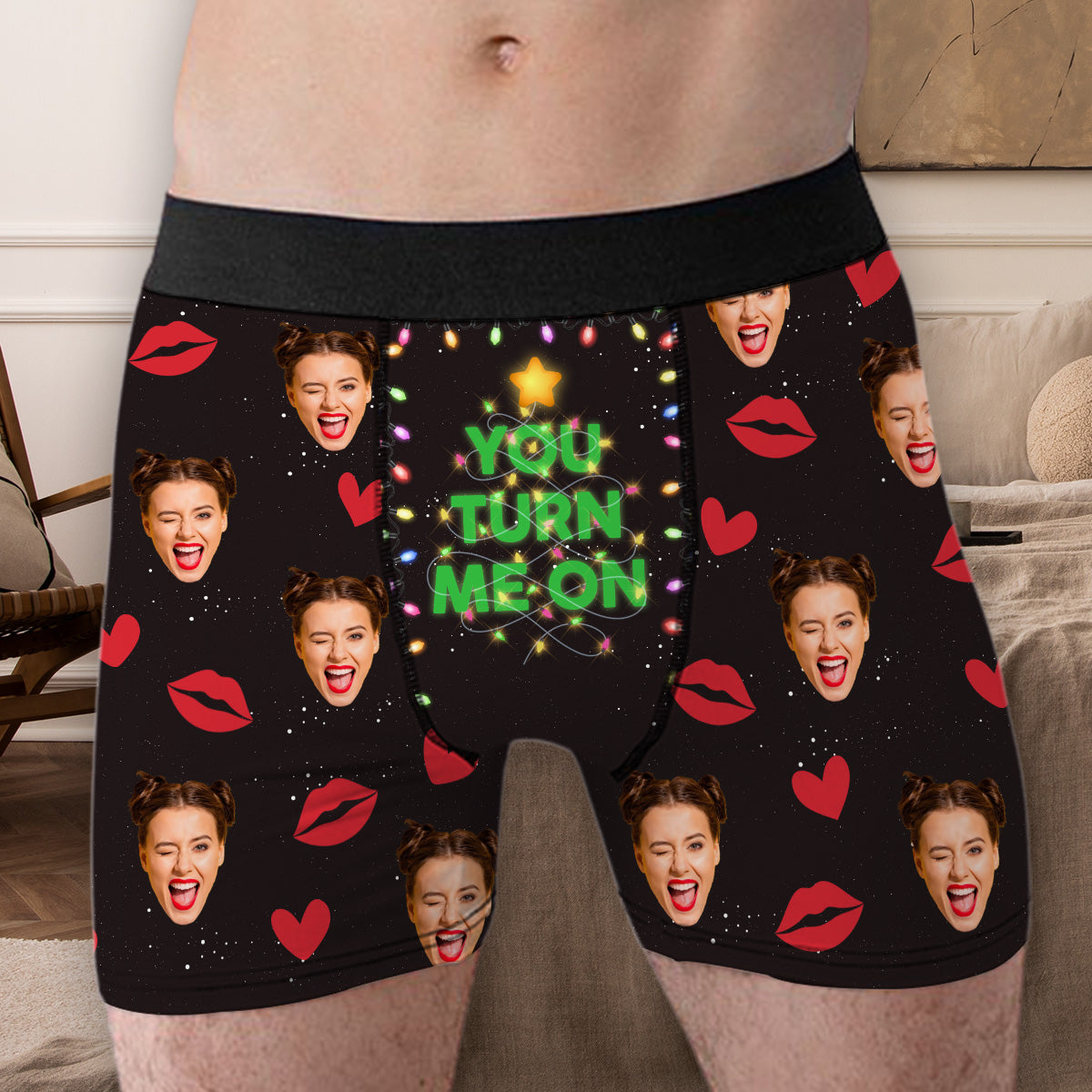 Turn Me On - Personalized Photo Men's Boxer Briefs