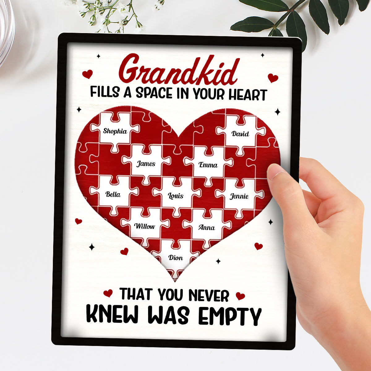 Grandkids Fill A Space In Your Heart - Personalized Wooden Plaque