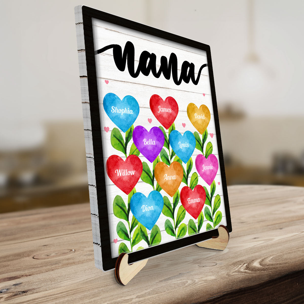 Grandma Mom Heart - Personalized Wooden Plaque