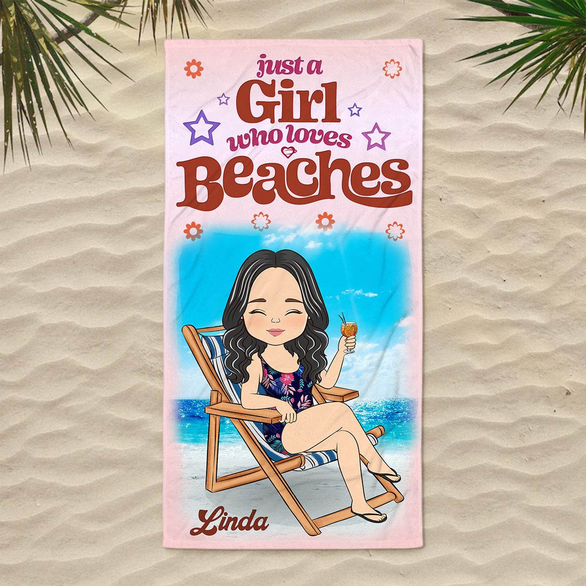 A Girl Loves Beaches - Personalized Custom Beach Towel