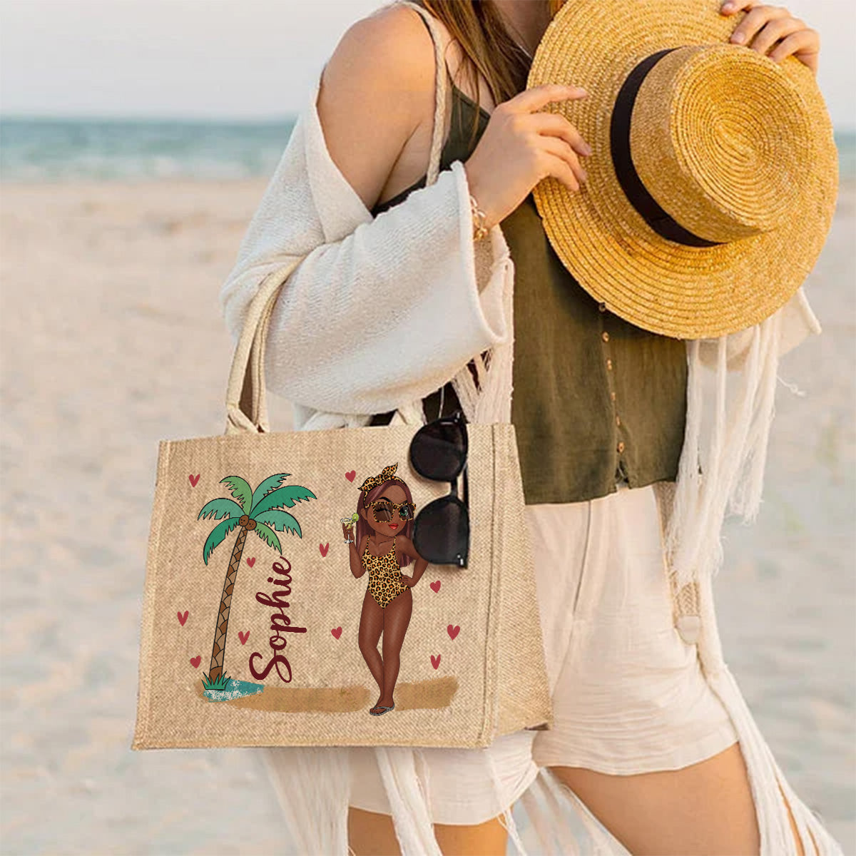 Beach Is Calling - Personalized Custom Jute Tote Bag