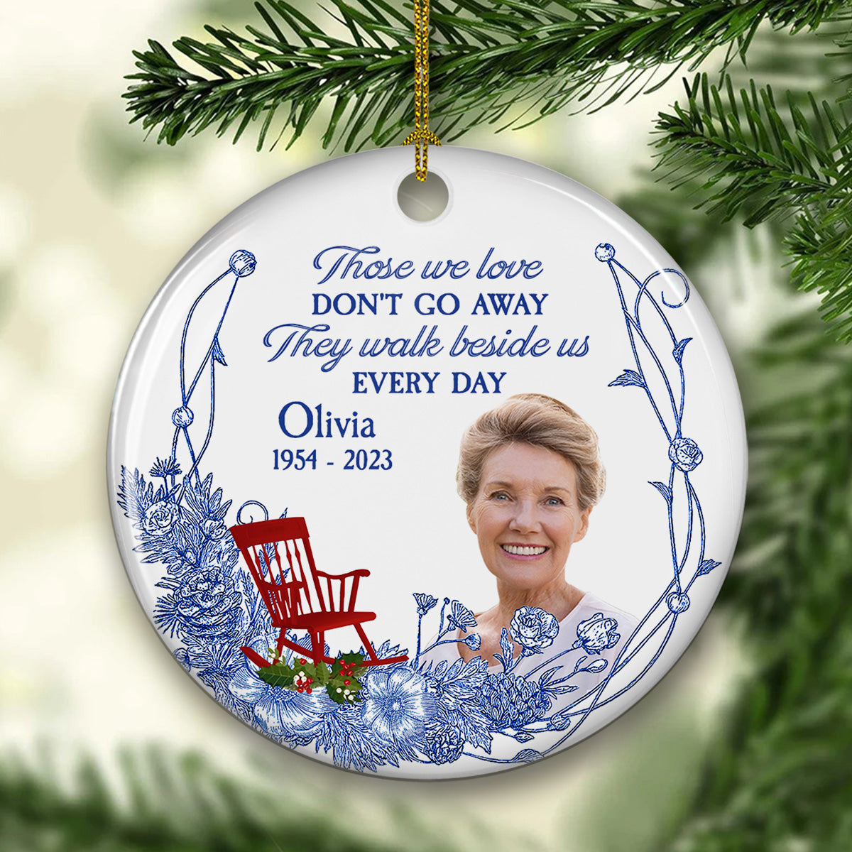 I Am Always With You Blue Toile - Personalized Custom Ceramic Ornament