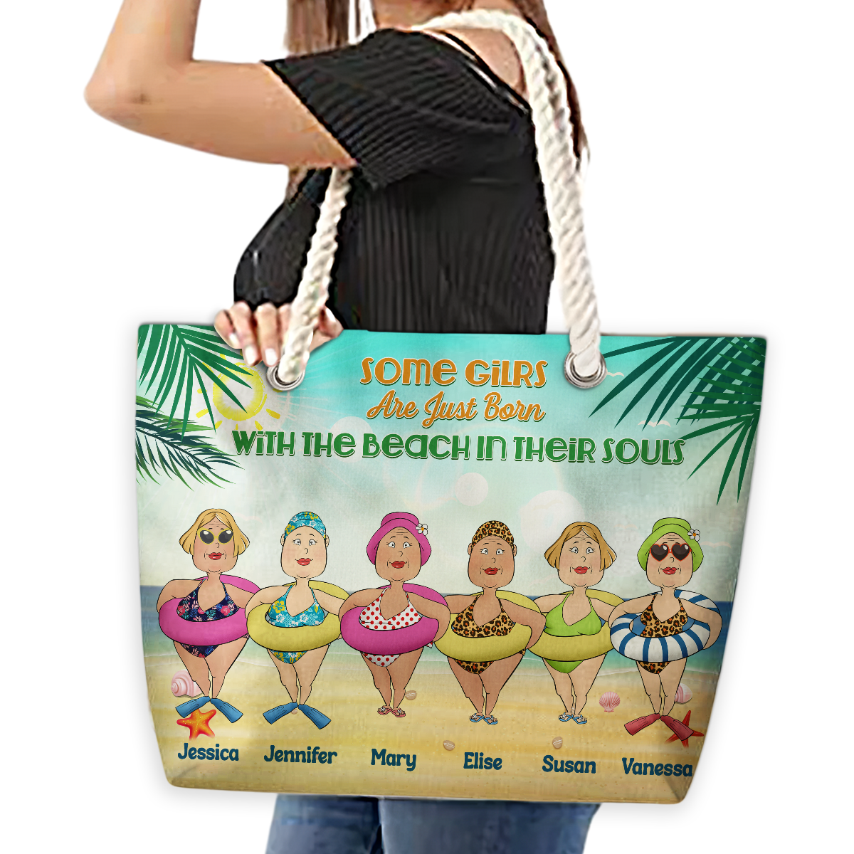Girls Are Just Born With The Beach - Personalized Beach Bag