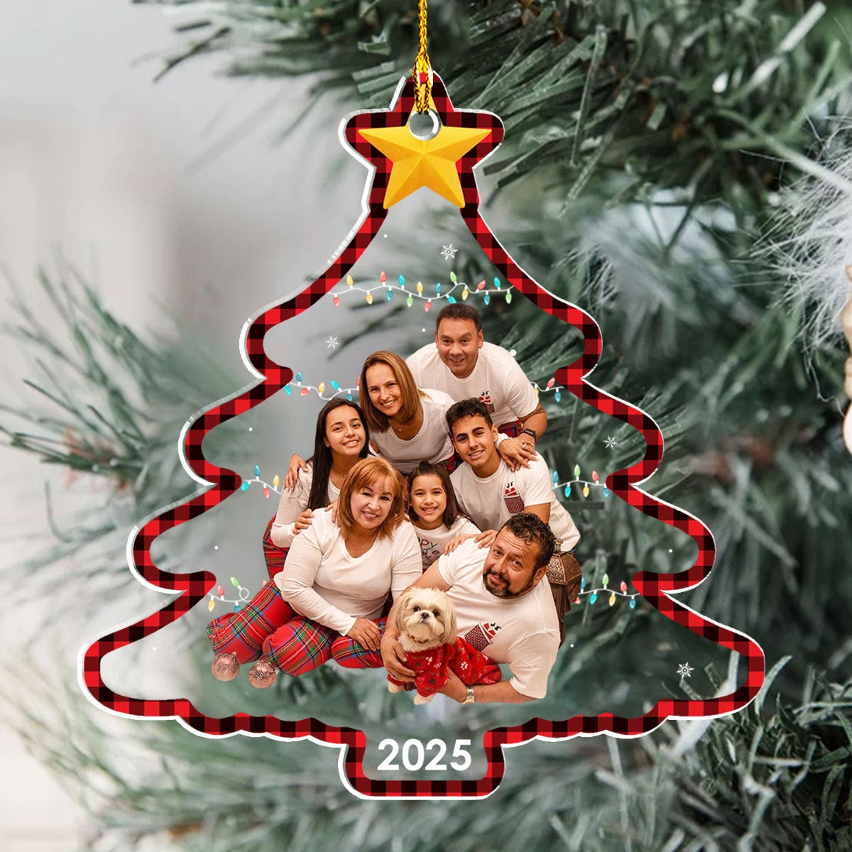 Family Photo Holiday Tree - Personalized Custom Acrylic Ornament