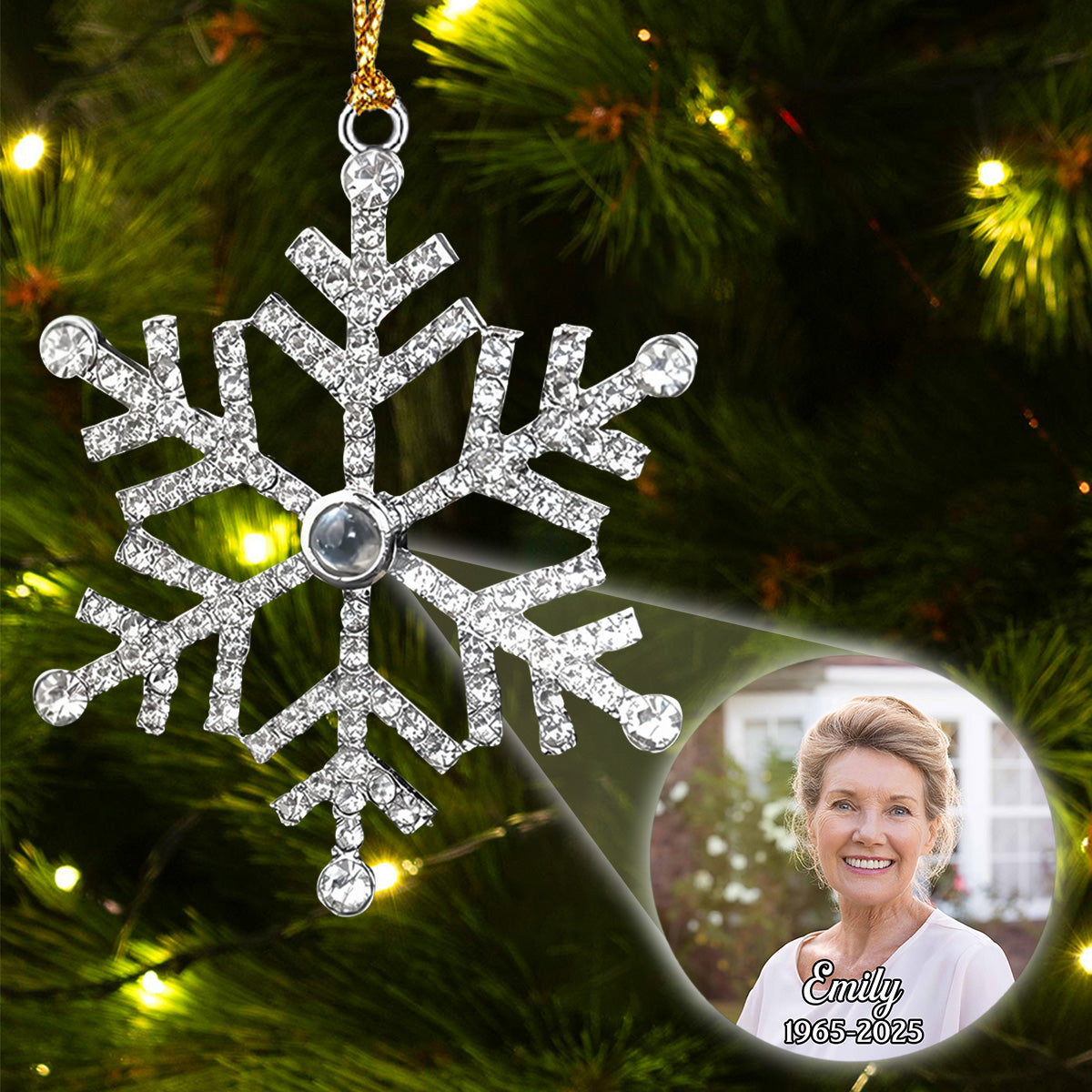 Our Loving Memory - Personalized Custom Photo Snowflake Projection Ornament