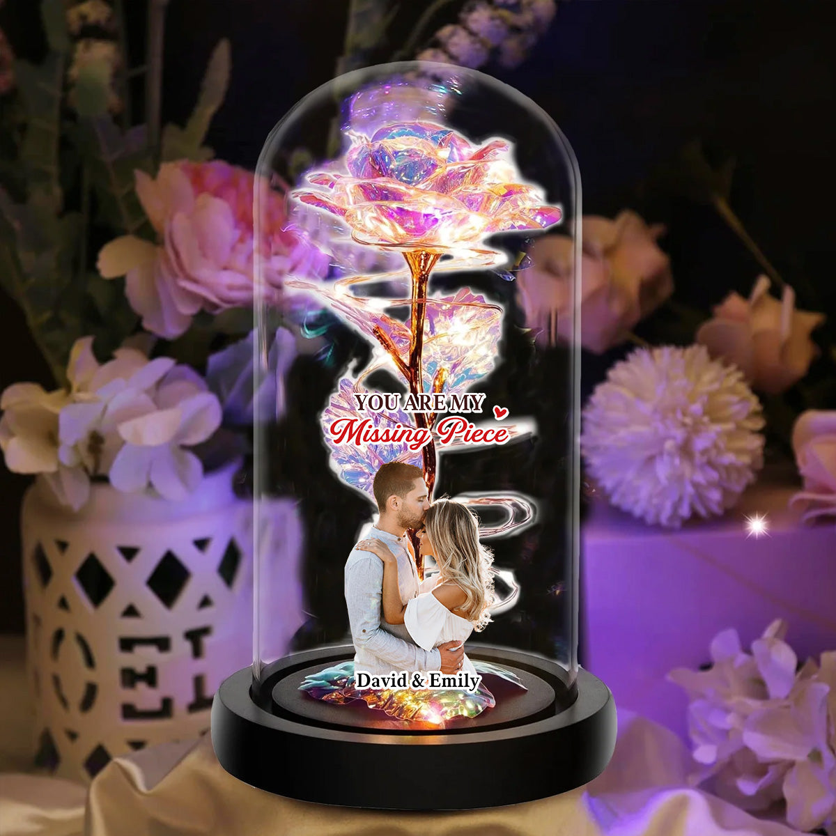 You Are My Missing Piece - Personalized Custom Sparkly Rose