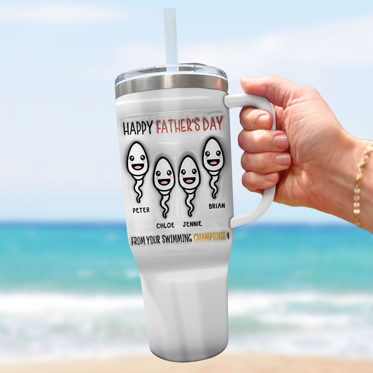 From Your Swimming Champions - Personalized Custom 3D Inflated Effect Printed 40 Oz Tumbler