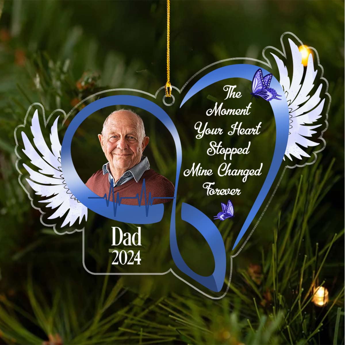 The Moment Your Heart Stopped Mine Changed Forever - Personalized Custom Acrylic Ornament