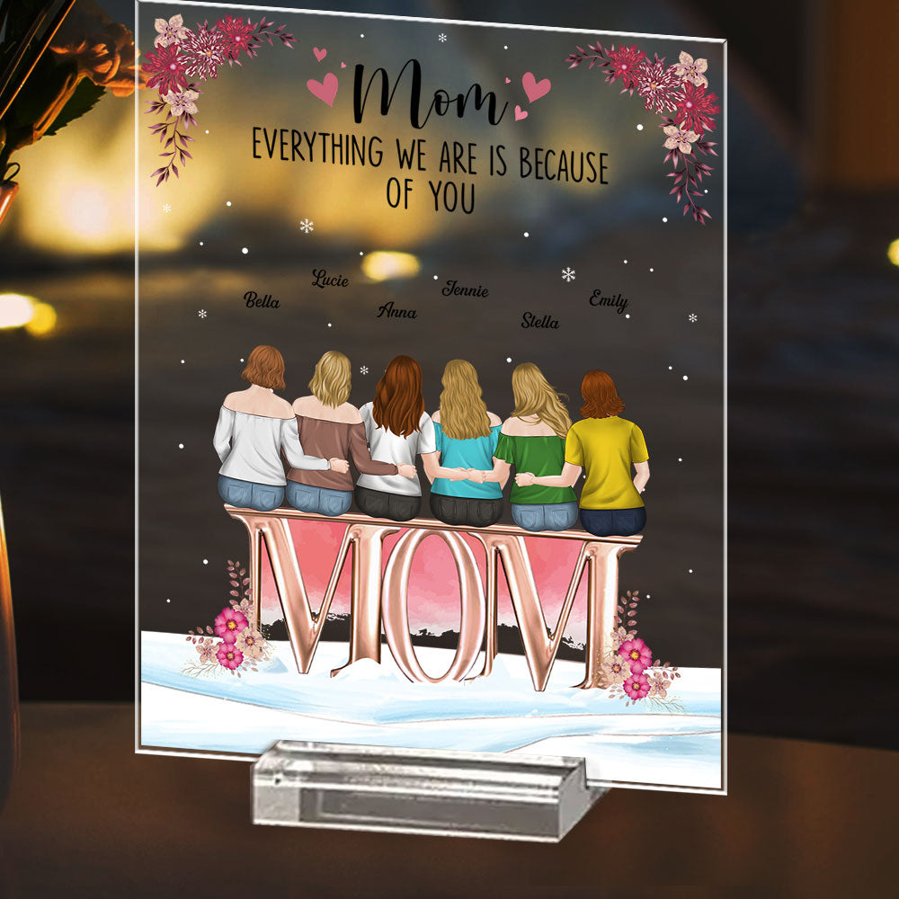 Mother And Daughters Forever Linked Together - Personalized Custom Acrylic Plaque With Base
