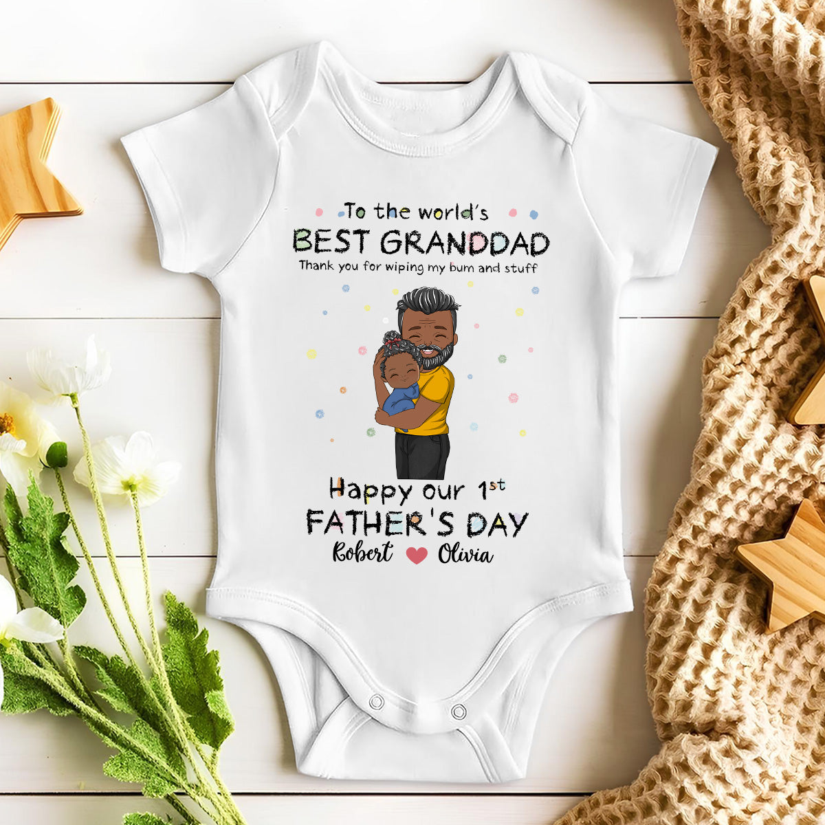 Dad Wiping My Bum - Personalized Custom Baby Onesie