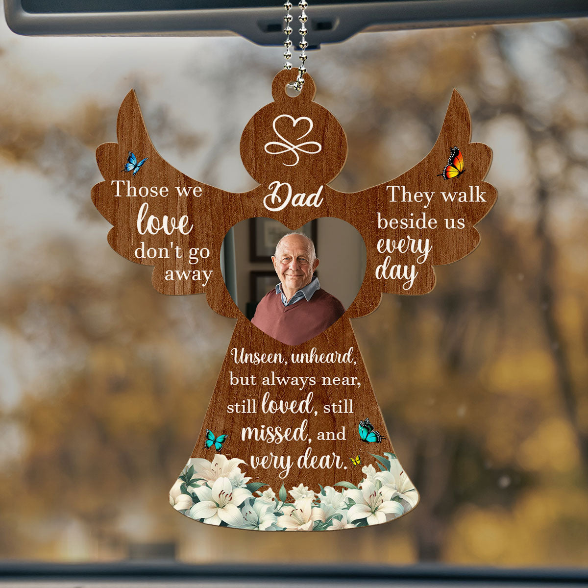 Those We Love Do Not Go Away - Personalized Custom Wood Car Ornament