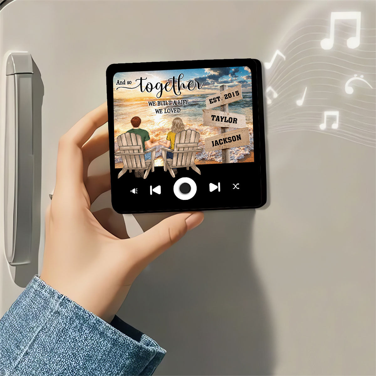 Because You Loved Me - Personalized Custom Music Fridge Magnet