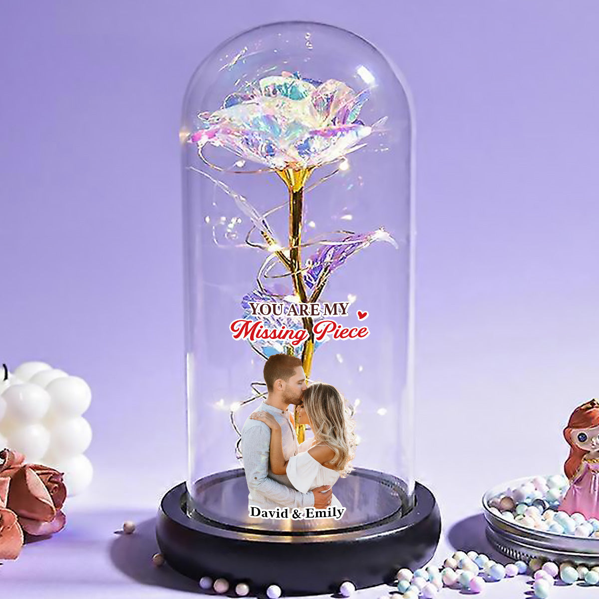 You Are My Missing Piece - Personalized Custom Sparkly Rose
