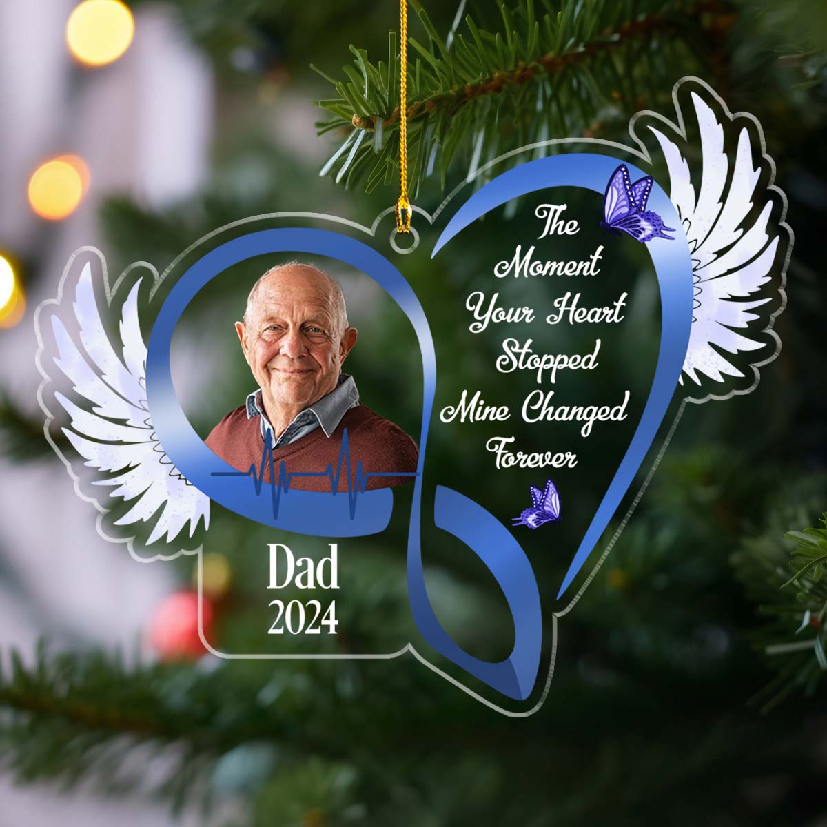 The Moment Your Heart Stopped Mine Changed Forever - Personalized Custom Acrylic Ornament