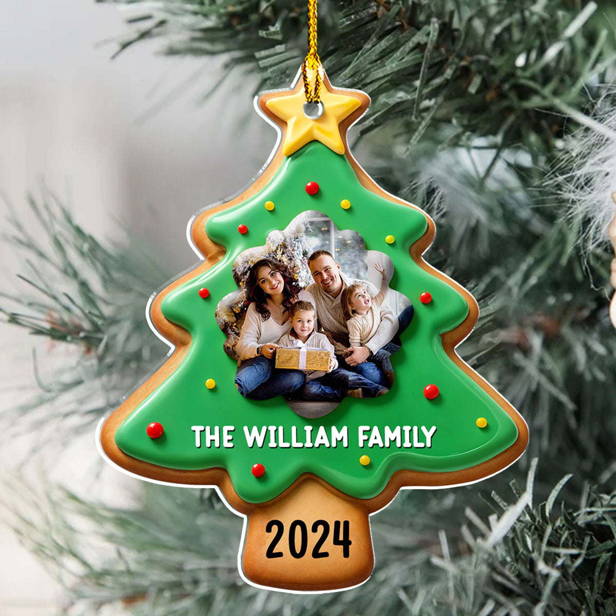 Family Gingerbread Photo - Personalized Custom Acrylic Ornament