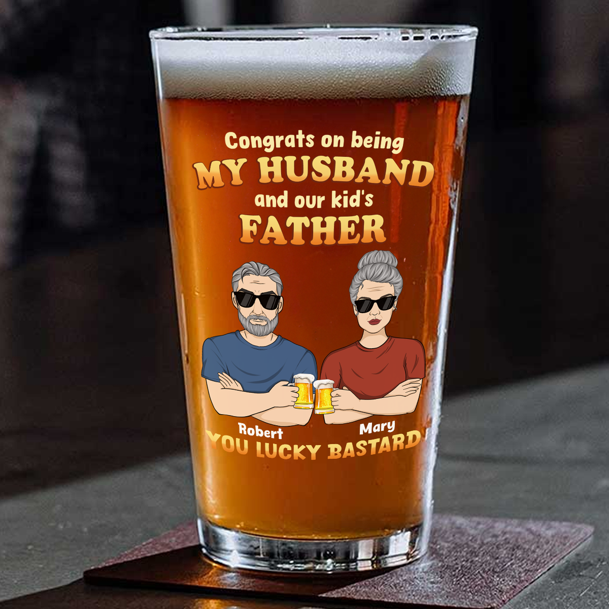 Congrats On Being Father - Personalized Custom Beer Glass