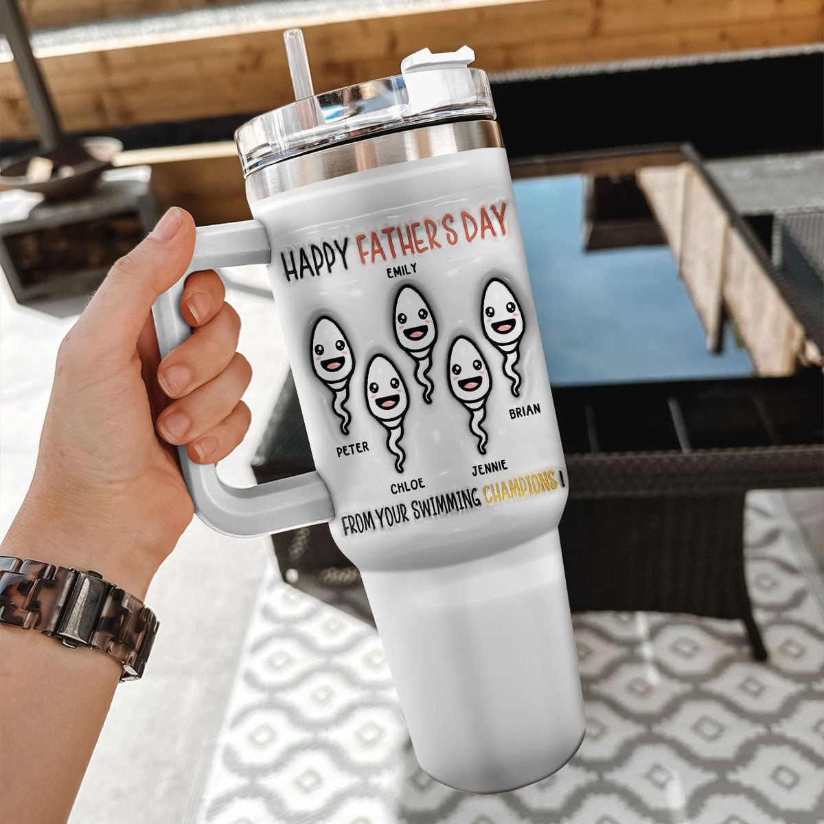 From Your Swimming Champions - Personalized Custom 3D Inflated Effect Printed 40 Oz Tumbler