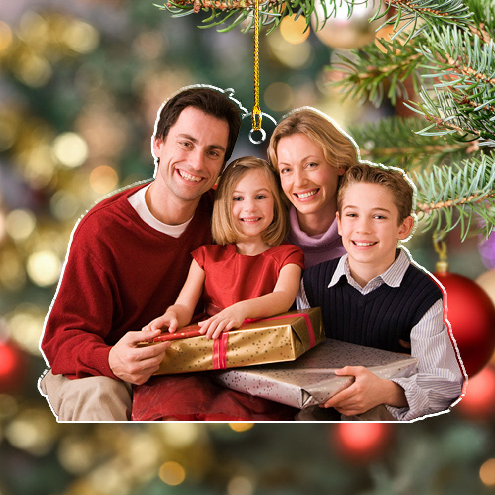 Custom Photo Family Christmas - Personalized Custom Acrylic Ornament