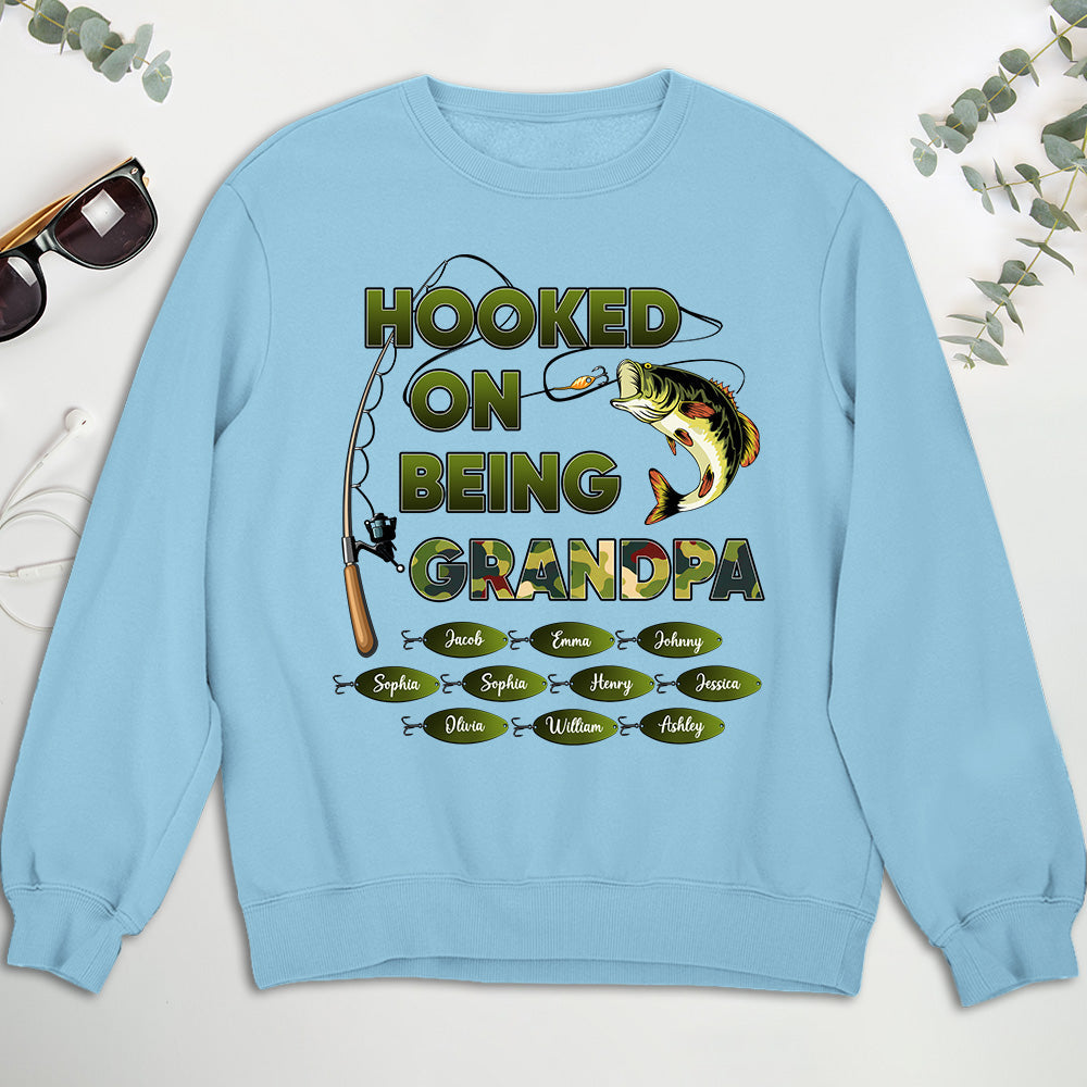 Hooked On Being Grandpa Papa - Personalized Custom Shirt