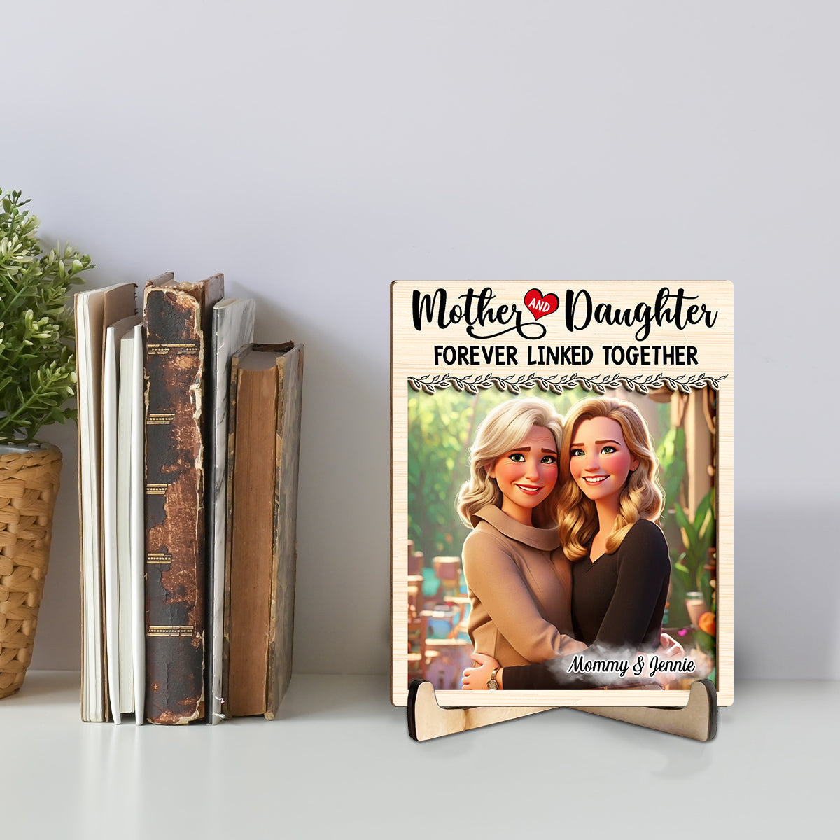 Mom And Daughter Together - Personalized Custom Wooden Plaque