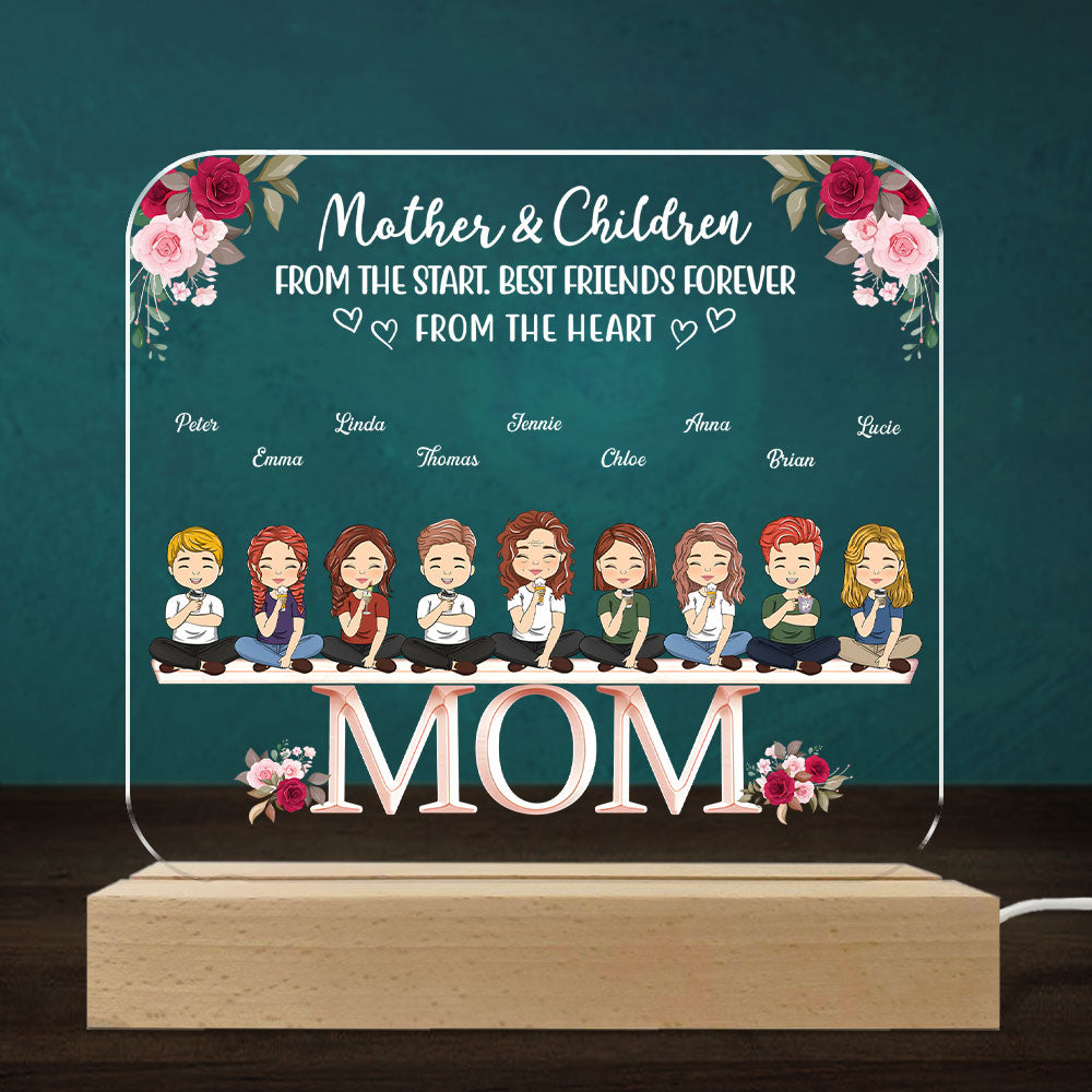 Mother And Daughters Sons Children From The Start - Personalized Custom LED Light