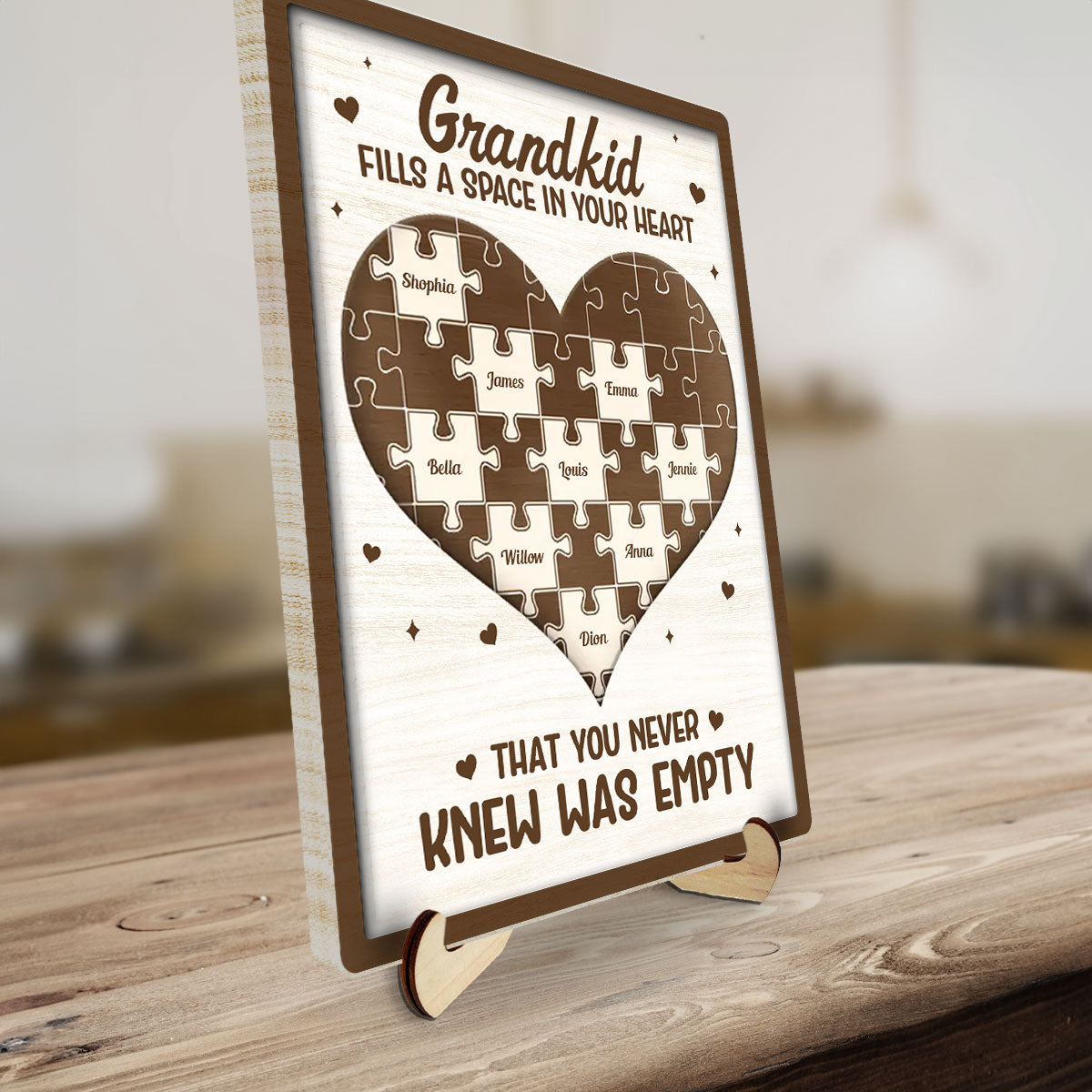 Grandkids Fill A Space In Your Heart - Personalized Wooden Plaque