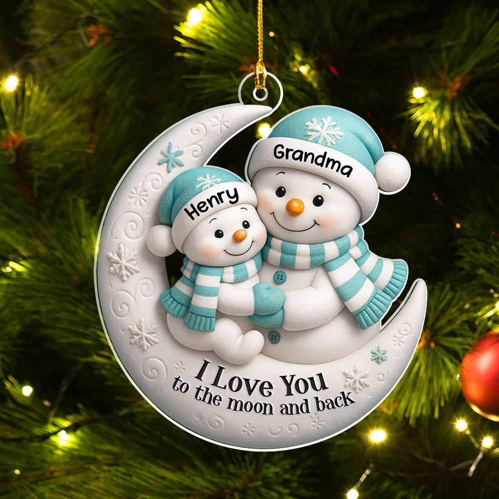 Grandma Hug On The Moon - Personalized Custom Acrylic Ornament