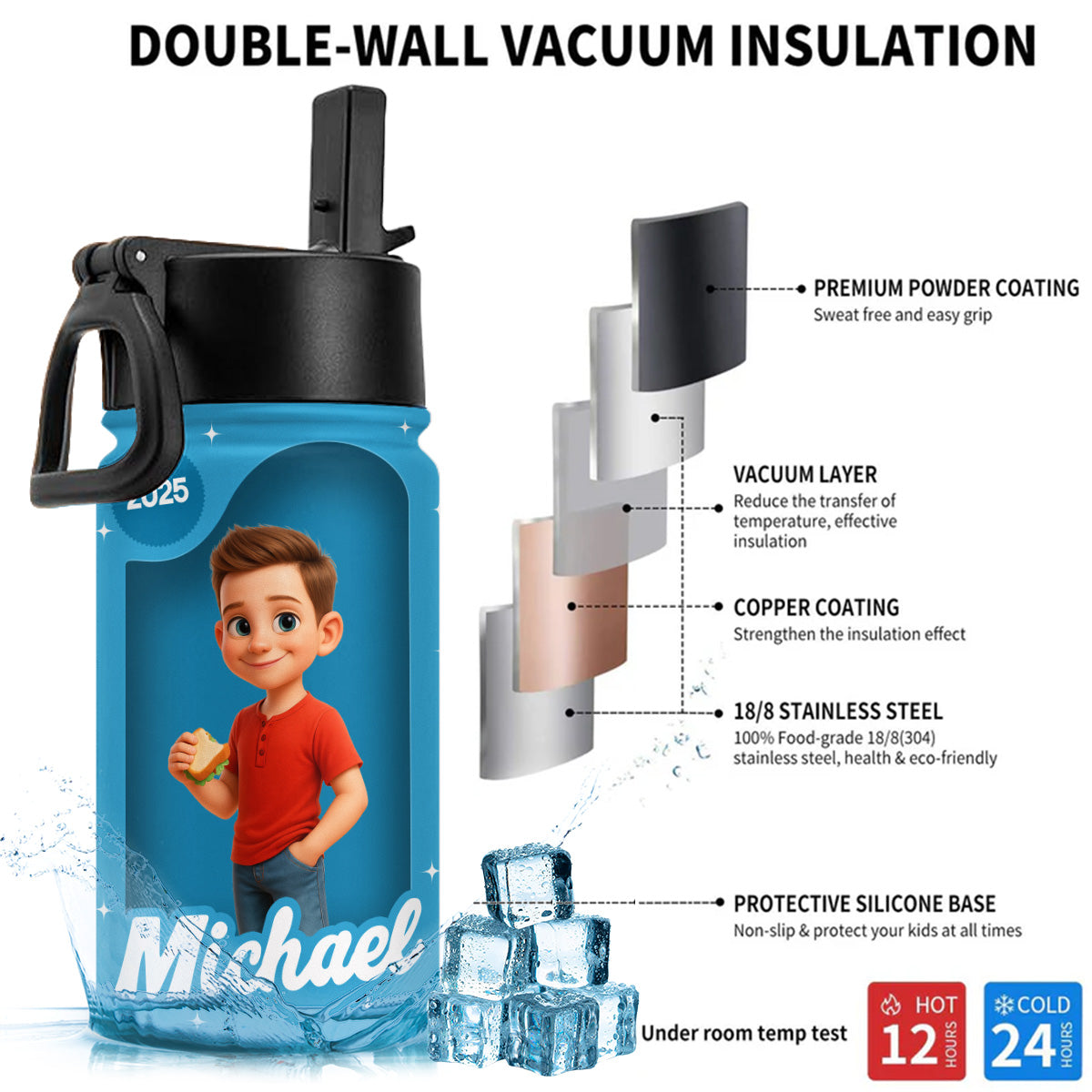 Back To School Kid - Personalized Custom Kids Water Bottle