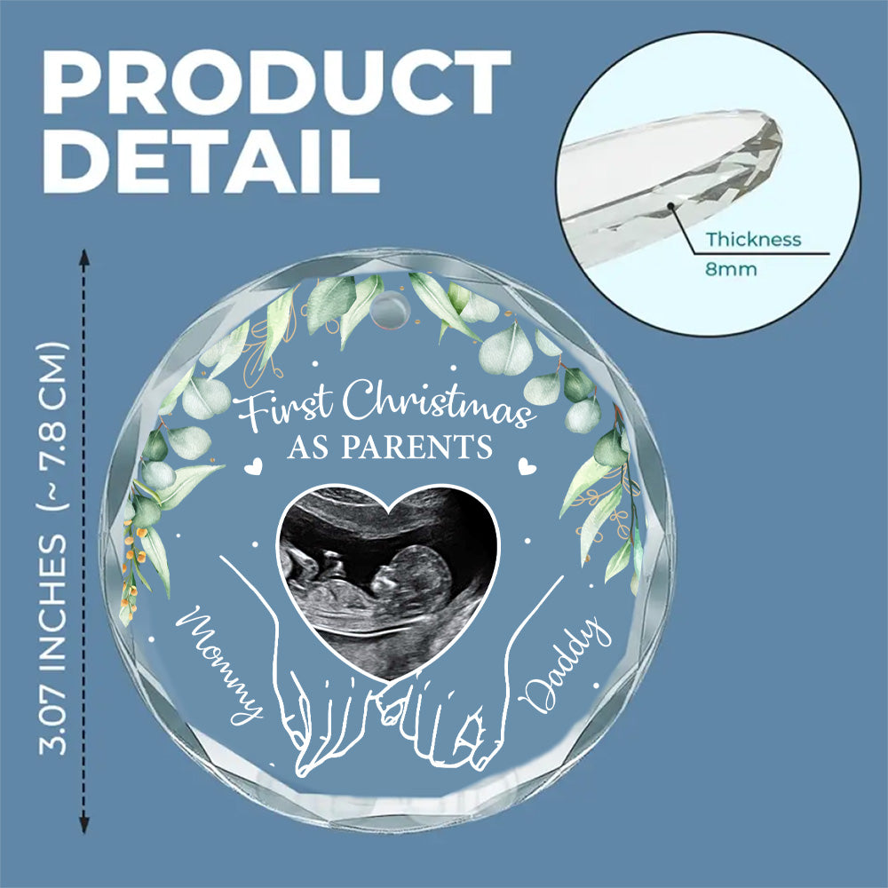 Custom Photo First Christmas As Parents - Personalized Custom Glass Ornament