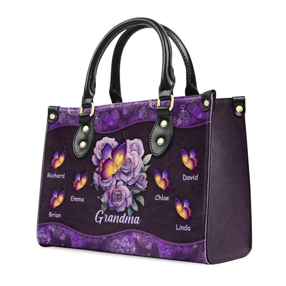 Grandma Butterfly - Personalized Custom Leather Bag