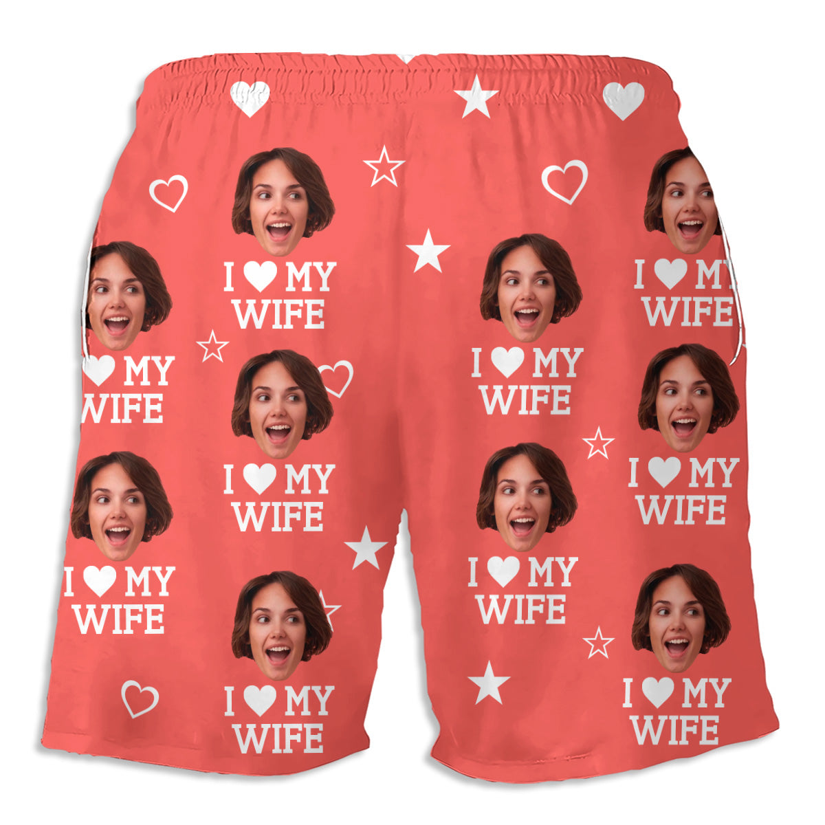 I Love My Partner  - Personalized Custom Couple Beach Shorts