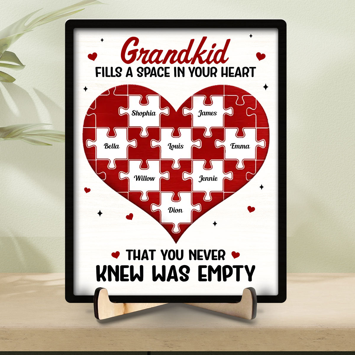Grandkids Fill A Space In Your Heart - Personalized Wooden Plaque
