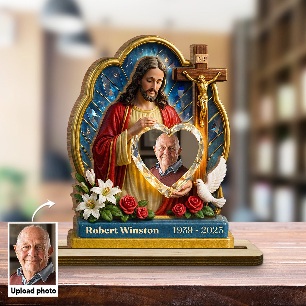 Guardian Of My Heart - Personalized Custom 2-Layer Wood Plaque With Flat Base